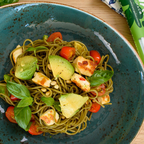 Avokado-halloumi-pasta